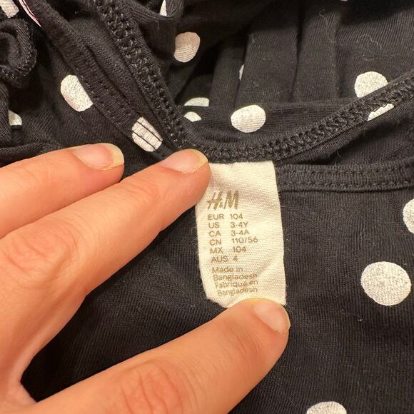 H&M Black & White Polka Dot Ruffle Long Sleeve Dress - Picture 6 of 6